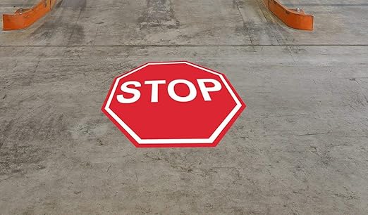 "Stop" Durable Laminated Vinyl Floor Sign- Sign by Graphical Warehouse- 5S Safety and Security Signage, Visual Communication Tool (22")