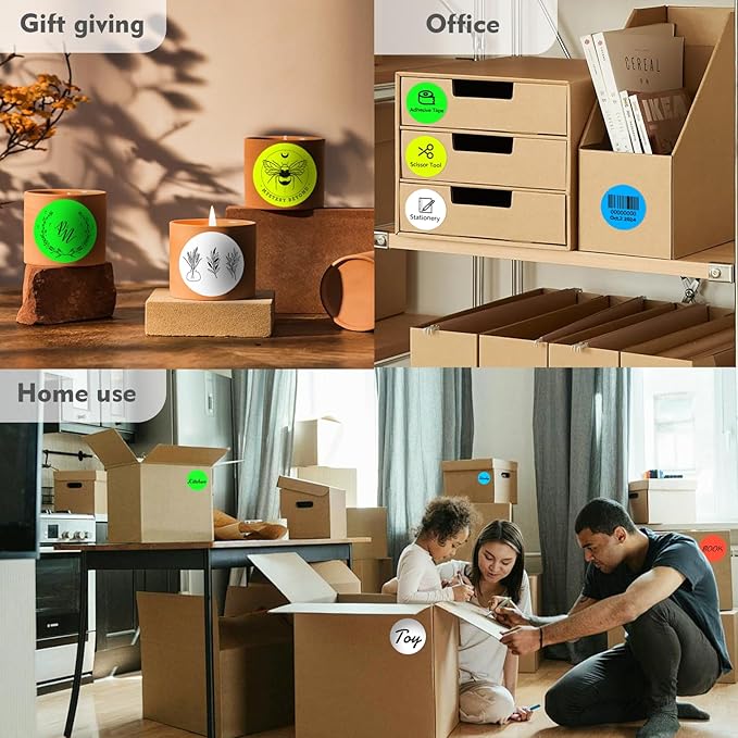 3 x 3 Inch Round Thermal Labels Fluorescent Circle Colored Sticker Label 2000pcs 3 inch Color Coding Round Stickers Printable Waterproof for Office Garage DIY Sticker Barcodes Name Tag, Mix Color