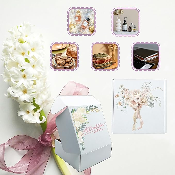 8x8x3 inch Shipping Boxes, White Corrugated Cardboard Box Literature Mailing Shipping Packaging Recyclable Storage Boxes and Craft Gifts Giving Products Business White Box Set of 25 (8''x8''x3'')