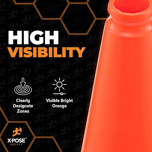 Xpose Safety 18 Inch Orange Traffic Cones - Bulk Half Pallet 450 Pack - Multipurpose PVC Plastic Safety Cone for Parking, Soccer, Caution, Kids, and Construction - DOT Approved