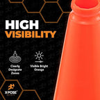 Xpose Safety 18 Inch Orange Traffic Cones, 12-Pack - Multipurpose PVC Plastic Safety Cone For Parking, Soccer, Caution, Kids and Construction - DOT Approved