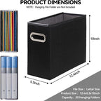 4 Packs Letter Size File Organizer, File Folders Organizer, Fabric Storage Box, Collapsible Paper Organizer with Metal Handle, Smooth PVC Rails, Only Box (Black)