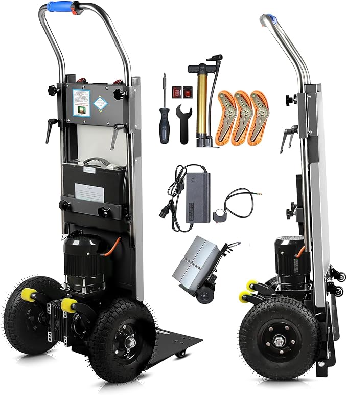 Electric Stair Climbing Dolly, 1250W Electric Stair Climbing Hand Truck, 900lbs Max Load Capacity, 3 Mode Folding Stair Climber Hand Trucks with Telescopic Handle for Moving Furniture (Black)