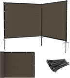 Patio 6' x 12' Outdoor Privacy Screen Freestanding Temporary Fence Panels Net Cover with Metal Poles for Outside Backyard Pool Garden Air Conditioner Fencing, Brown