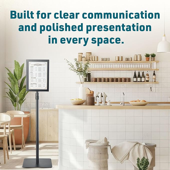 2 PACK Double-Sided Adjustable Heavy Duty Pedestal Sign Holder Stand for Display - Indoor/Outdoor Floor Sign Stand with Base 8.5x11 inches (Horizontal and Vertical Orientation) - includes dry erase marker