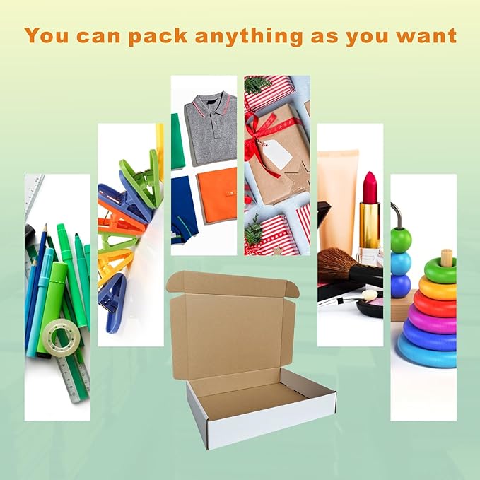 150 Pack 11.125x8.625x2'' Small Shipping Boxes, Corrugated Cardboard Mailers for Business, White (CM1182-150)