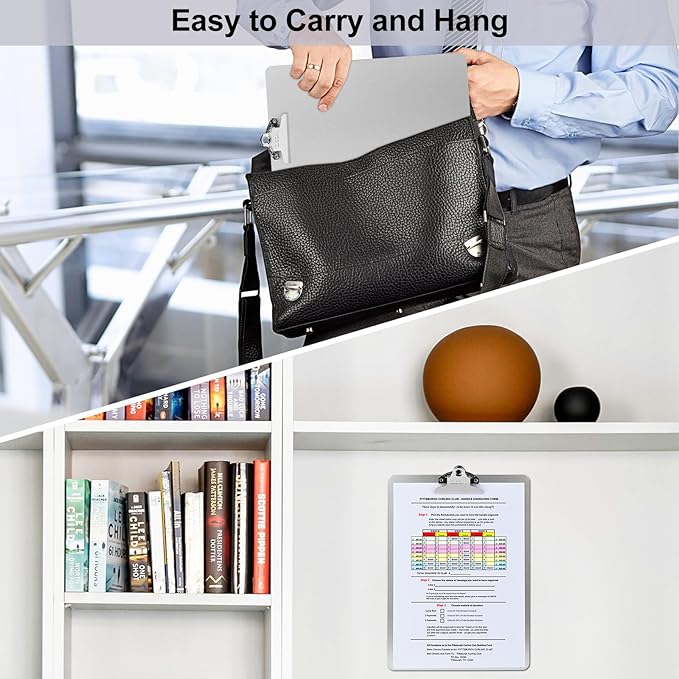 ZCZN Metal Clipboard, 12 Pack Heavy Duty Aluminum Clipboards 12 x 9 Inches, A4 Letter Sizer Document Holder with High Capacity Clip, Suitable for School, Office, Jobsite or Medical Staff, Silver