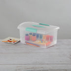 Sterilite 6 Pack Stackable Storage Bin with Latch Lid, Medium Nesting ShowOffs, Clear