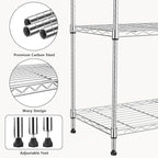1000 lbs 4Tier Shelf Metal Storage Shelves Wire Rack Closet Organizers with Wheel for Garage Kitchen Bathroom Laundry Chrome 13.7" D x 29.5" W x 47.2" H