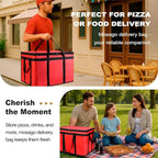 XXXL Insulated Food Delivery Bag - Reusable Thermal Cooler Grocery Bags for Catering & Delivery, Pizza Carrier for Events, Large Capacity Bag Keeps Food Hot/Cold for Shopping, Commercial (Red, 1PK)