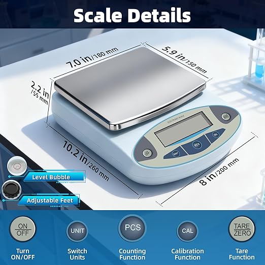 Lab Scale 3000g x 0.01g,13 Unit 0.01g Accuracy High Precision Digital Analytical Balance, Electronic Laboratory Precision Gram Scale Digital Kitchen/Jewelry/Scientific Scale
