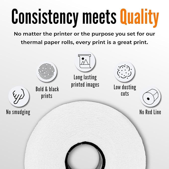 2 1/4 X 50 Thermal Paper Rolls (50 Rolls/Box) – BPA-Free Rolls for POS Systems, Cash Registers & Credit Card Machines