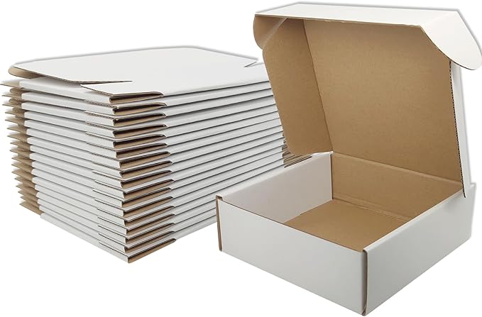 Small White Shipping Boxes for Small Business Pack of 25-6x6x2 inches Cardboard Corrugated Mailer Boxes for Shipping Packaging Craft Gifts Giving Products