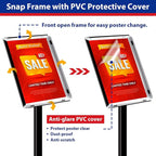 Pedestal Sign holder Stand 8.5x11inch Adjustable Standing Floor Sign Stand with Heavy Base & Snap Frame Display Stand for Indoor Outdoor Business Store Sign Holder Poster Stand (Black)