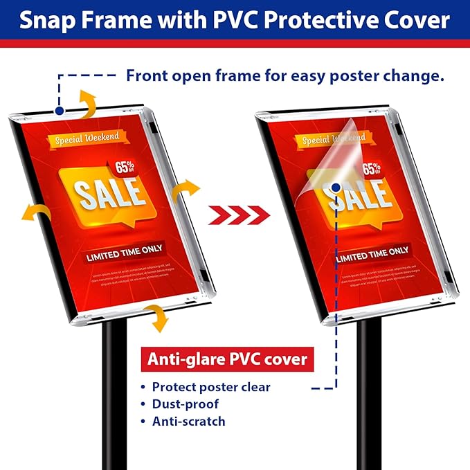 Sign Stand 11x17inch Pedestal Sign Holder Poster Stand 3Packs Adjustable Floor Standing Sign Holder with Heavy Duty Display Stand for Indoor Outdoor Business Store Sign Holders(Black)