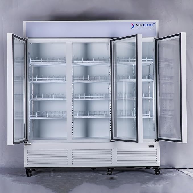 Commercial Refrigerator Floral Beverage Display Cooler,3 Glass Doors Commercial Flowers Fridge With LED Light Adjustable Shelves,ETL Approval,71" Wide,63.5 Cuft,White,(Wheel Included)