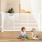 81" Retractable Baby Gate Extra Wide, 41" Tall Retractable Dog Gate for Stairs, Doorways, Decks, Mesh Gate Long Child Gate Pet Gate for Indoor, Outdoor, with Reinforced Mesh Rods, Dual Locks