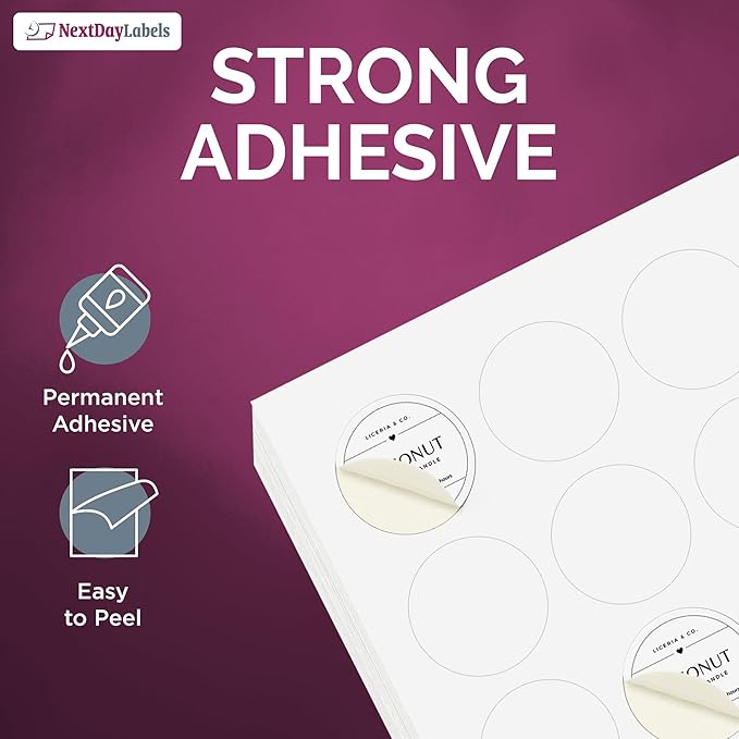 NextDayLabels - 1 Inch Round Circle Stickers - Matte White Blank Laser/Inkjet Printer Labels (50 Sheets, 3150 Labels)