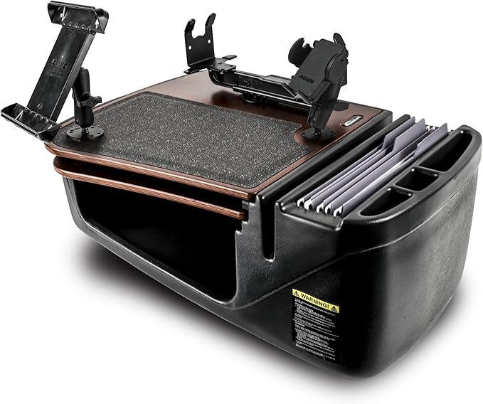 AutoExec AE-GMCD-PM-PS-TAB-21M GripMaster Car Desk for Your Vehicle Workstation and Mobile Office, Mahogany with Phone Mount, Printer Stand and Tablet Mount