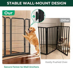 FXW Dog Gate Extra Wide Designed for Indoor Use, Adjustable Width Up to 165-inch Wide (40" H 6 Wire Panels for Medium and Large Dogs), Black