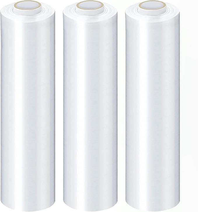 PSBM 4 Rolls 17 Inch x 1476 Feet 48 Gauge Stretch Film/Wrap, Industrial Strength Clear Shrink Plastic Wrap for Moving, Packing, Shipping, Pallet Wrapping & Storage