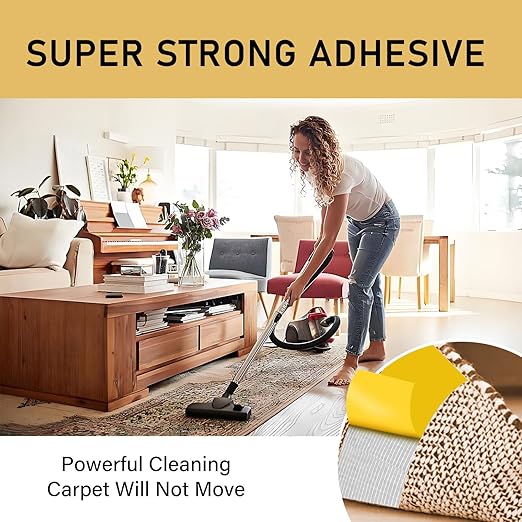 WINNOW Heavy Duty Double Sided Rug Tape 2 Inch x 66 Feet – Carpet Tape Gripper for Wood, Tile & Carpet, Non‑Slip, Strong Hold, Removable, 2 Rolls