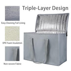 Bodaon 4-Pack Insulated Reusable Grocery Shopping Bags, X-Large Picnic Cooler Bag Top Cold, Insulated Food/Pizza Delivery Bag, Grey