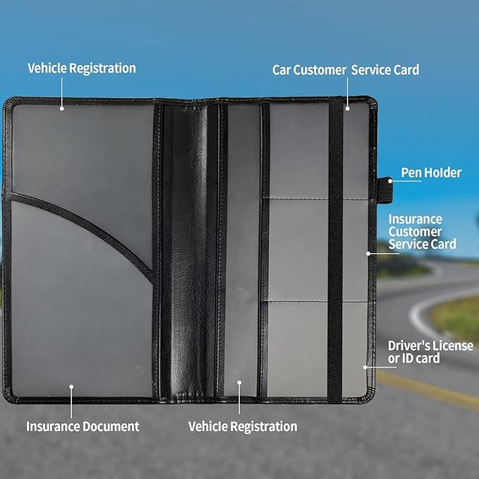 Car Registration and Insurance Holder, Leather Car Glove Box Organizer, Cool Car Accessories for ID, Driver's License Cards & Essential Document,business cards,Men&Women,Cute Horse