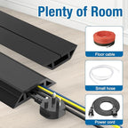 Eapele 4 ft Floor Cord Cover Heavy Duty Cable Protector, Easy to Unroll, Prevent Trip Hazard for Home Office or Outdoor Settings (Black)