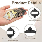 uxcell 5 Pcs Metal Label Holder, 2.2 x 2.4 Inch Small Vintage Card Frame Tag Floral Lace Label Holder with Screws for File Boxes Drawers Door Cabinet Book Shelves, Black