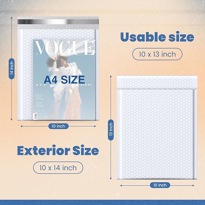 Fuxury Bubble Mailers 10x13 Inch White 500 Pack Bulk Padded Envelopes Thick Mailing Envelopes Bubble Opaque Padded Mailers Shipping Bags for Mailing Book Makeup Small Business