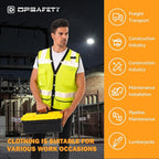 Reflective Safety Vest With Back Pocket - Hi Vis Class 2 Heavy Duty Surveyor Vest - ANSI/ISEA Standard - Men's & Women's (Lime-Button, 3XL)