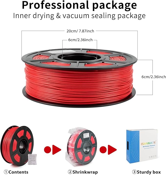 iSANMATE ASA 3D Printer Filament 1.75mm 2KG (4.4lbs), UV & Weather Resistant 3D Printer Filament Perfect for Outdoor Functional Parts, Black+Red