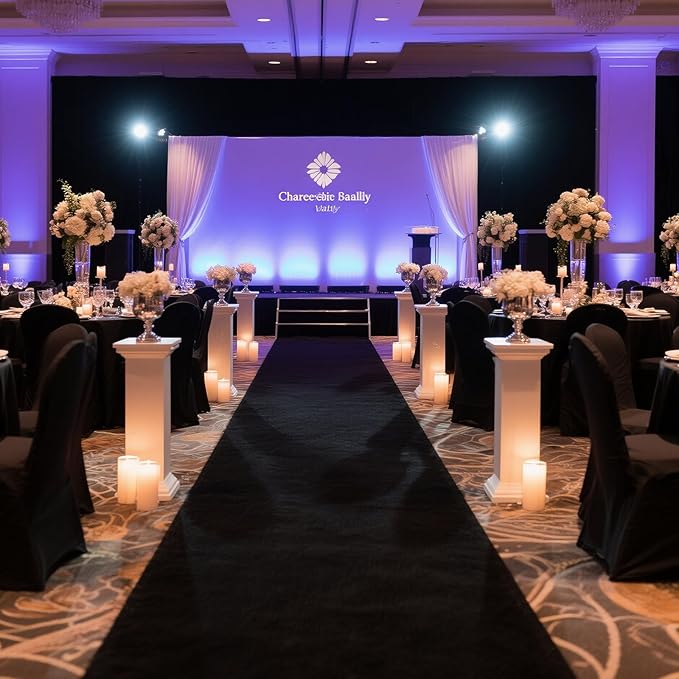 450 GSM Extra Thick Waterproof Black Carpet Runner for Events Decorations, 3X30 Ft Not Slip Black Runner Aisle Runway Rug for Wedding, Party, Banquet, Activity Entrance and Special Events Decorations