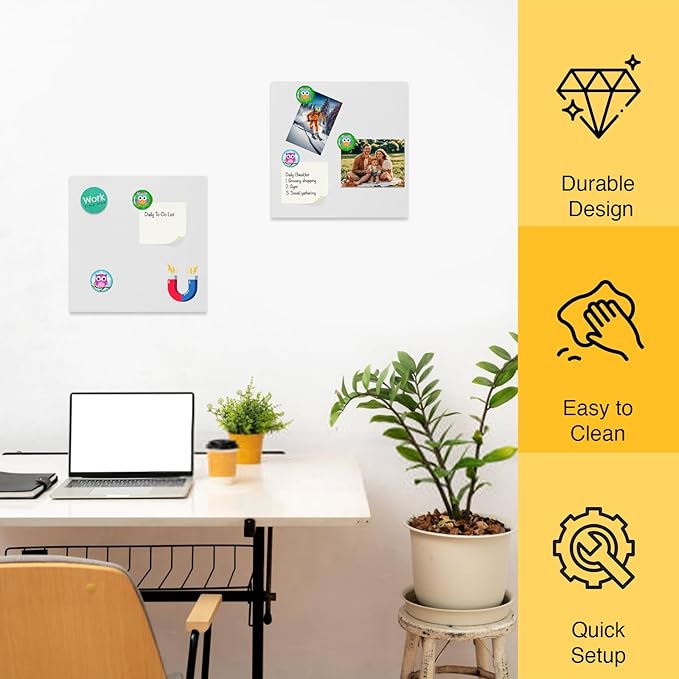 Whiteboard with Adhesive for Tile Wall,White Magnetic Receptive Sheet Metal Board,Small 8X8 Writing Board,8 Pack