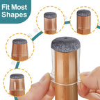 24 Pcs Chair Leg Floor Protectors Round, Silicone Felt Furniture Leg Pads Caps Covers for Hardwood Floors (Fit 8/16“ to 15/16”)