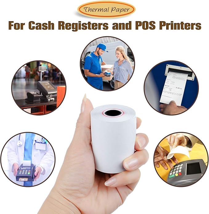 (200 Rolls) 2 1/4" x 85' Thermal Paper, POS Receipt Paper for Retail Business Cash Register, Fits Most Credit Card Terminal