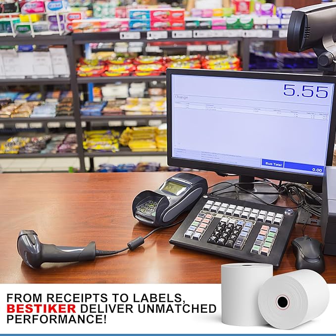 3 1/8 x 230ft Thermal Paper 20 Rolls - 80mm Receipt Cash Register Paper, Fits Credit Card POS Square Terminal Printer - Fits Star Micronics TSP100 TSP143 Epson