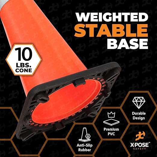Xpose Safety 36 Inch Orange Traffic Cones with 6" & 4" Collars - Bulk Full Pallet 252-Pack - Multipurpose PVC Plastic Safety Cone for Parking, Soccer, Caution, Kids and Construction - DOT Approved