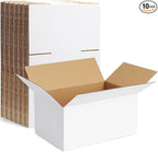Famagic 10 Pack 10x7x5 Inch Small Shipping Boxes White Corrugated Cardboard Boxes Mailer for Small Business, Mailing Boxes for Packaging Bulk