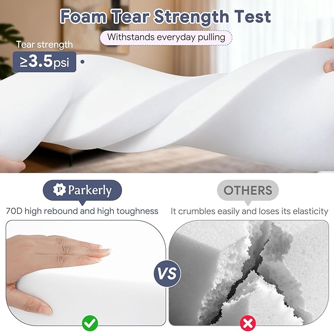 Upholstery Foam 72×24×1 Inch High Density Foam Strong Support Seat Foam for Couch Cushion Replacement Furniture Cushions Car Cushions DIY Projects (4PC)