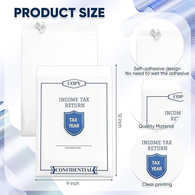 500 Pcs Income Tax Return Envelopes for Tax Preparers 9 x 12 Inches Open End Envelopes for Personal Customer Office Business Legal Documents Catalog Mailing, White