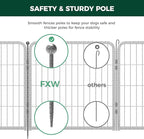 FXW Garden Fence Outdoor for The Yard – 24in(H) x 30.4ft(L) Heavy Duty Metal Animal Barrier for Dog and Rabbit, Decorative Dog Fence, 16 Panels, Silver