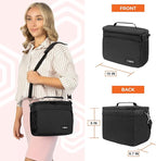opux Insulated Lunch Bag for Men Women, Soft Lunch Box for Office Work School Picnic, Leakproof Lunch Cooler Bag with Shoulder Strap for Kid Adult Boy Girl, Medium Lunchbox Lunch Tote (Black)