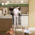Extra Wide Baby Gate Extra Tall Dog Gate for Stairs Doorways White Metal Tension Child Pet Safety Gates with Pressure Mount 38.5-43.5 Inch Wide