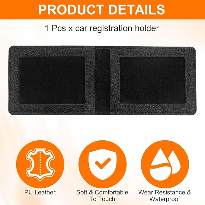HARFINGTON Car Registration and Insurance Holder PU Leather Vehicle Glove Box Organizer Storage Accessories Car ID Holder with 6 Pockets for License ID Card Bank Card Documents, Black