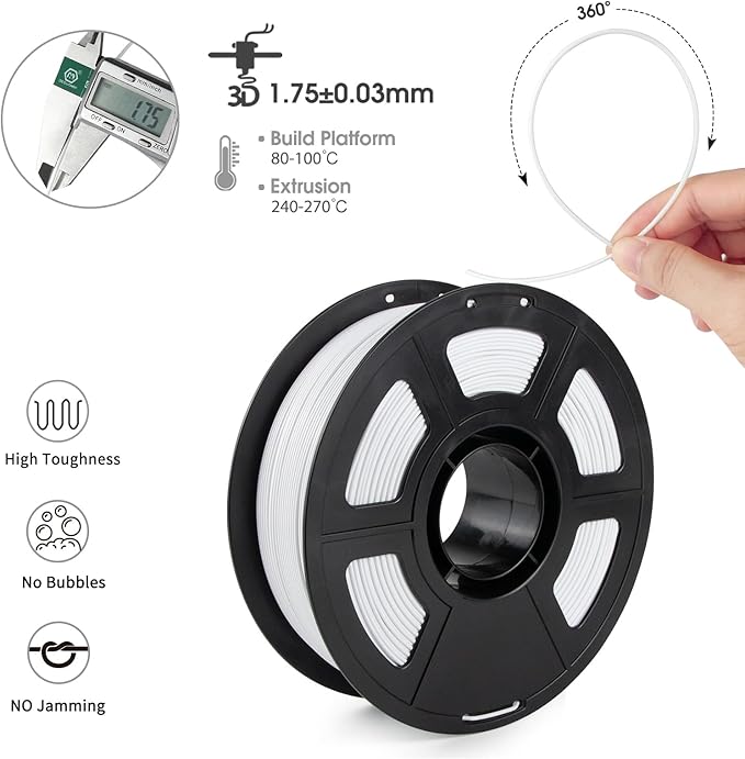 iSANMATE ASA Filament 1.75mm White 1KG, UV & Weather Resistant 3D Printer Filament Perfect for Outdoor Functional Parts, Dimensional Accuracy +/- 0.02mm, 1kg Spool (2.2lbs)