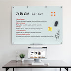 Glass Dry Erase Board, 48 x 36 Inches Magnetic Glass Whiteboard for Wall, 4' x 3' Frameless Board for Office, Home, School