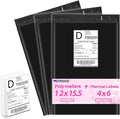 Metronic Poly mailers 12x15.5'' 500pcs with 4x6 Thermal Labels 500 Labels Bulk, Strong Adhensive Shipping Bags for Clothing,Waterproof Shipping Envelopes Mailing Bags for Small Business,Black