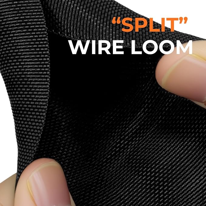 5/16 inch Split Braided Cable Management Sleeve for USB Cable Power Cord Audio Video Cable, Wire Loom Cord Protector from Cat Dog Chewing (Black, 25FT)